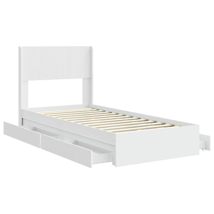 Struttura del letto con stoccaggio e testata Bianco 75 x 190 cm | homemem39