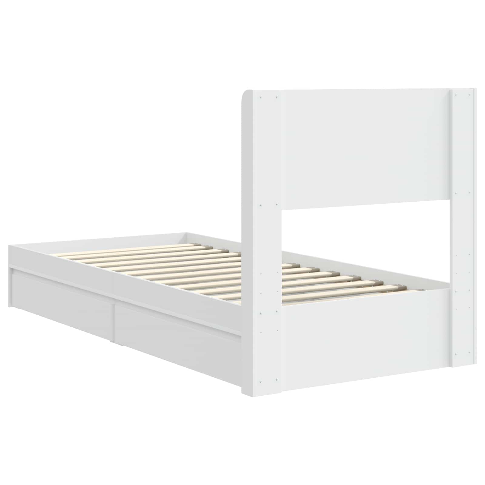 Struttura del letto con stoccaggio e testata Bianco 75 x 190 cm | homemem39