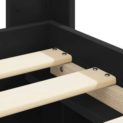 Struttura del letto con stoccaggio e testata Nero 75 x 190 cm | homemem39
