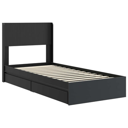 Struttura del letto con stoccaggio e testata Nero 75 x 190 cm | homemem39