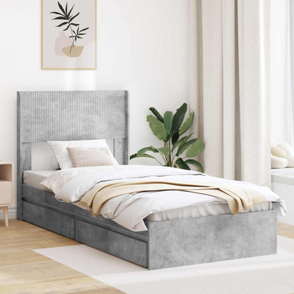Struttura del letto con stoccaggio e testata Grigio Cemento | homemem39