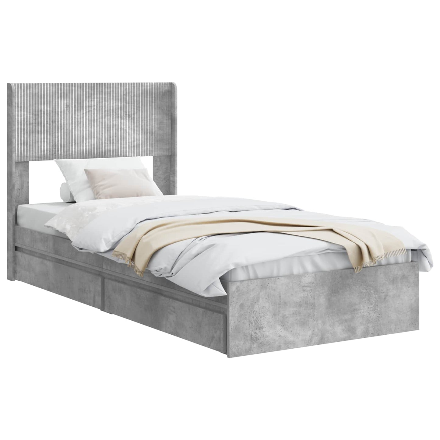 Struttura del letto con stoccaggio e testata Grigio Cemento | homemem39