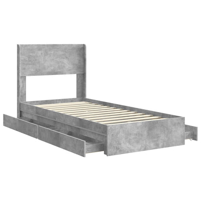 Struttura del letto con stoccaggio e testata Grigio Cemento | homemem39