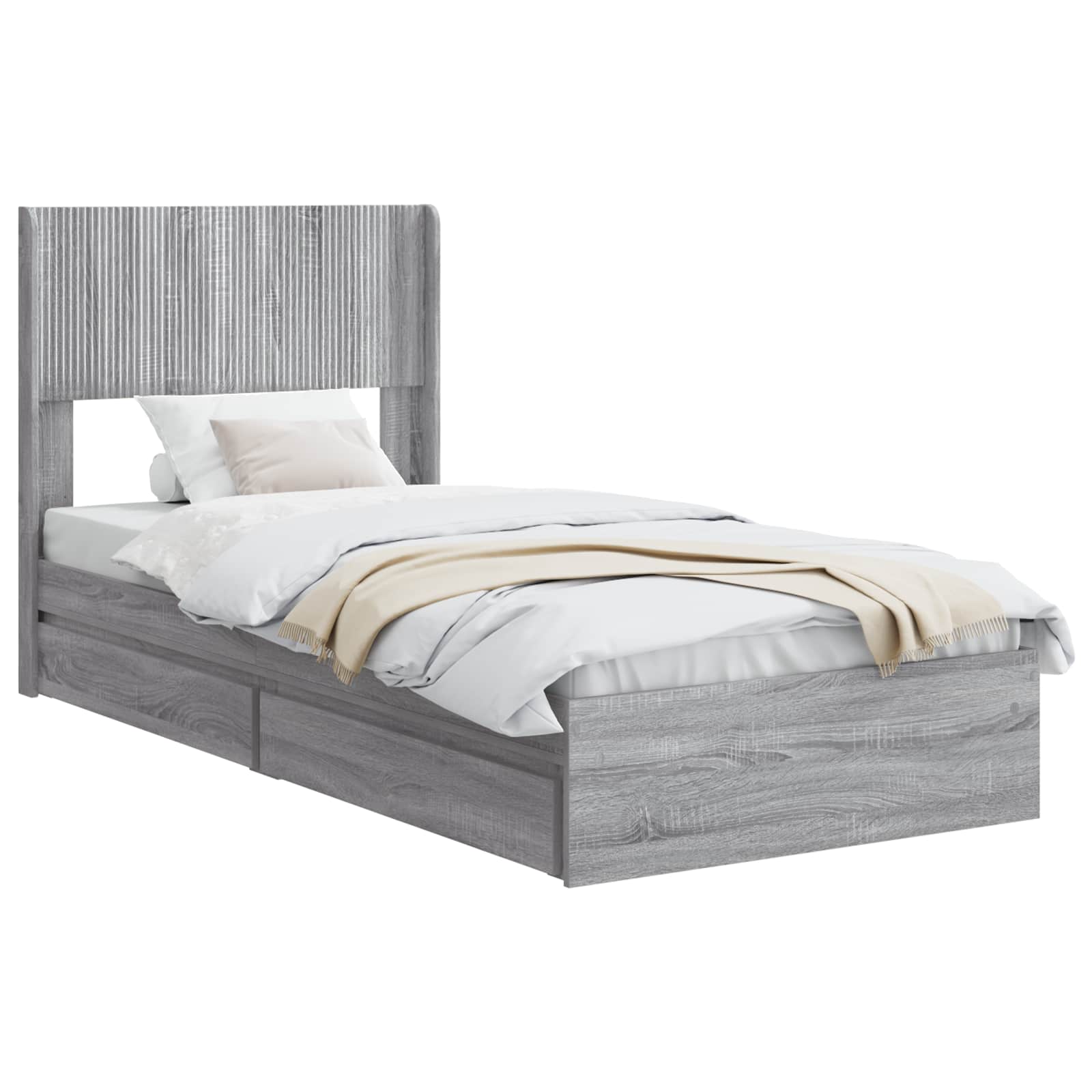 Struttura del letto con stoccaggio e testata Sonoma grigio | homemem39