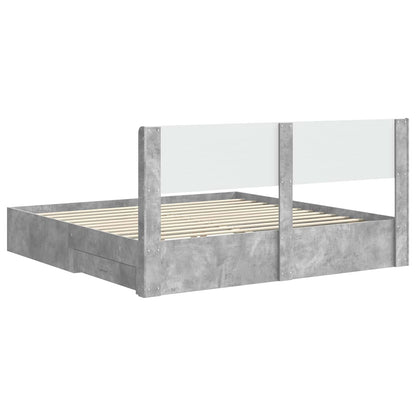 Struttura del letto con stoccaggio e testata Grigio Cemento | homemem39
