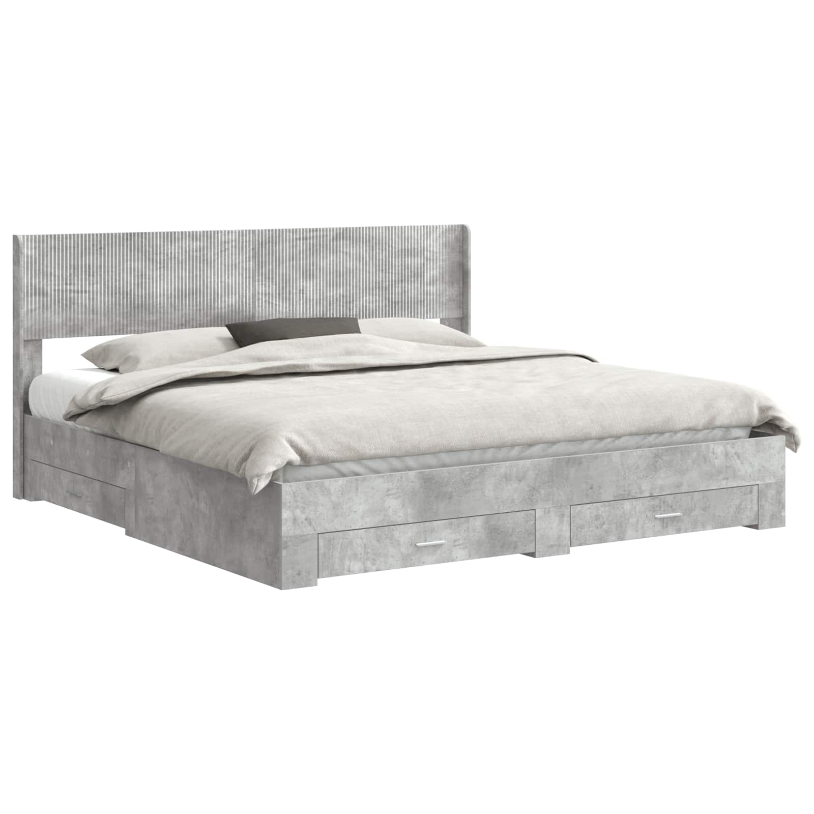 Struttura del letto con stoccaggio e testata Grigio Cemento | homemem39