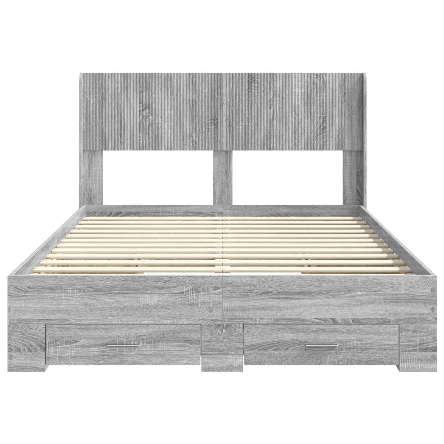 Struttura del letto con stoccaggio e testata Sonoma grigio | homemem39