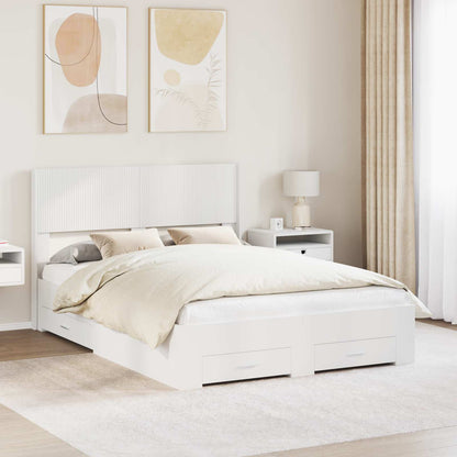 Struttura del letto con stoccaggio e testata Bianco | homemem39