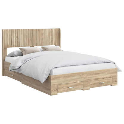 Struttura del letto con stoccaggio e testata Rovere Sonoma | homemem39