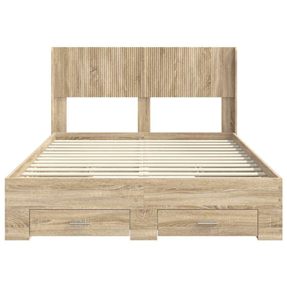 Struttura del letto con stoccaggio e testata Rovere Sonoma | homemem39