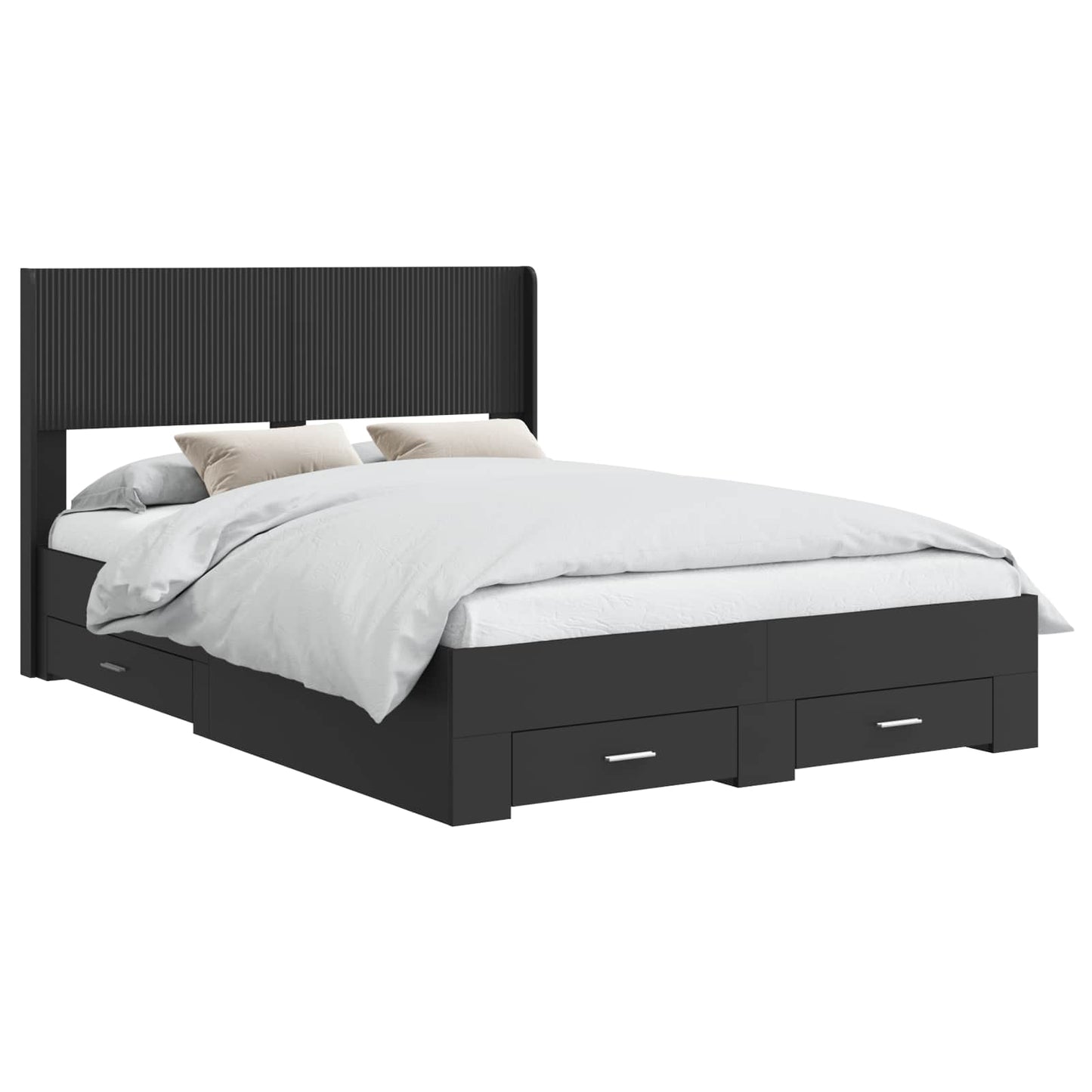 Struttura del letto con stoccaggio e testata Nero 135 x 190 cm | homemem39