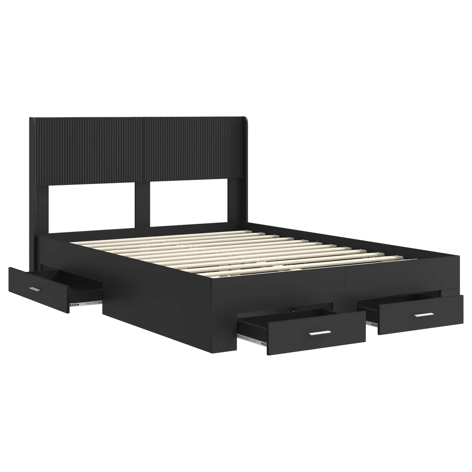 Struttura del letto con stoccaggio e testata Nero 135 x 190 cm | homemem39