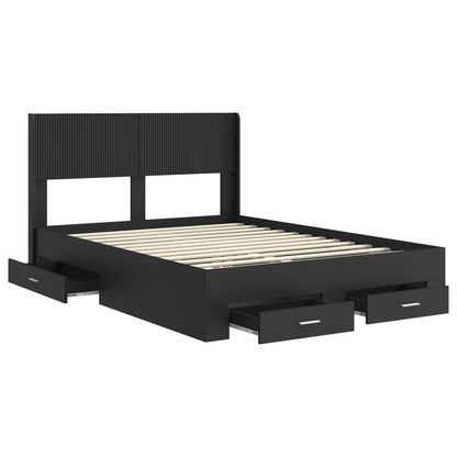 Struttura del letto con stoccaggio e testata Nero 135 x 190 cm | homemem39