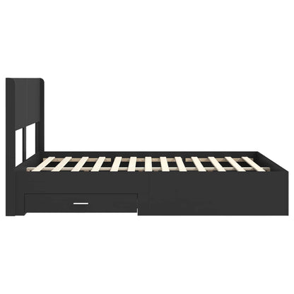 Struttura del letto con stoccaggio e testata Nero 135 x 190 cm | homemem39