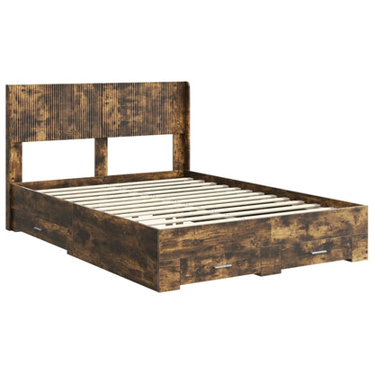 Struttura del letto con stoccaggio e testata Rovere Fumo | homemem39