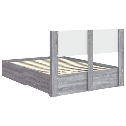 Struttura del letto con stoccaggio e testata Sonoma grigio | homemem39
