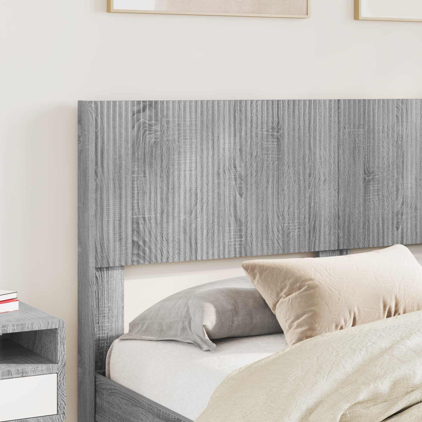 Struttura del letto con stoccaggio e testata Sonoma grigio