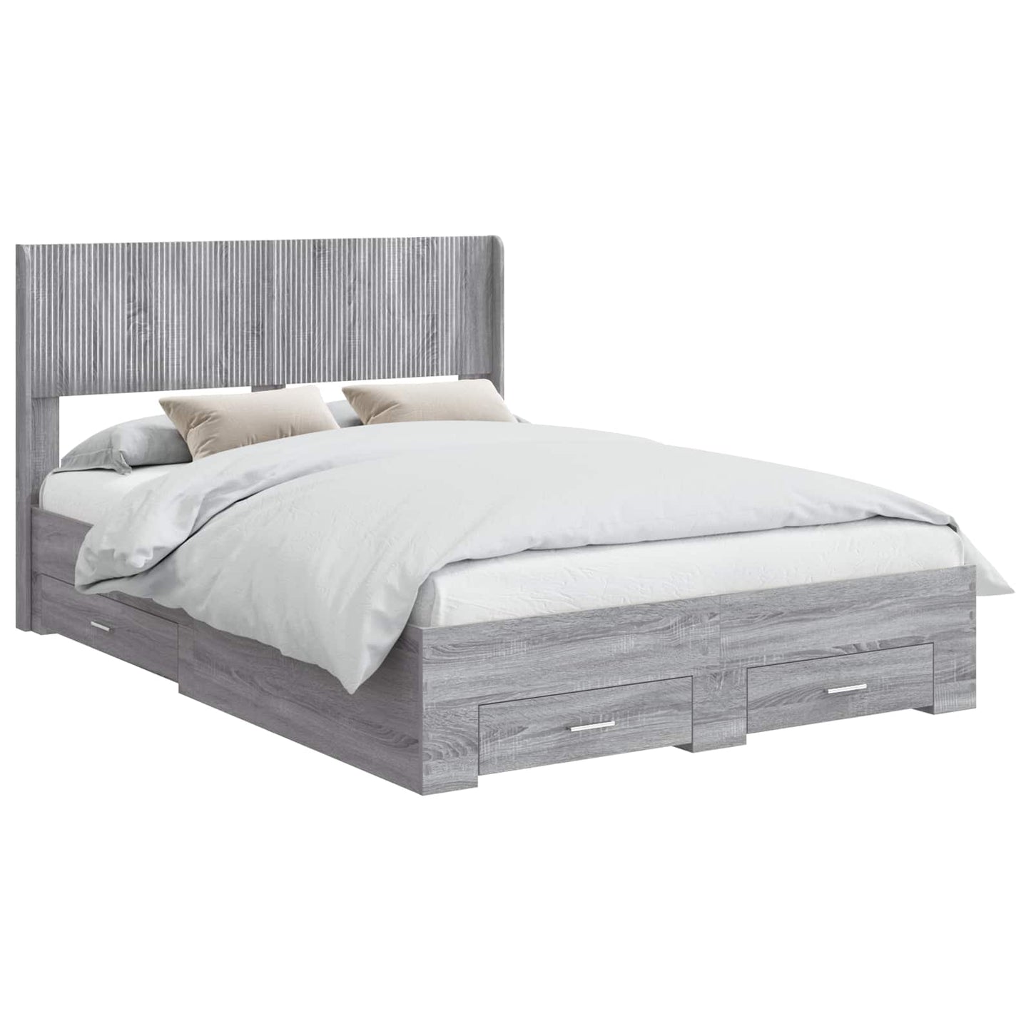 Struttura del letto con stoccaggio e testata Sonoma grigio