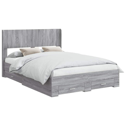 Struttura del letto con stoccaggio e testata Sonoma grigio