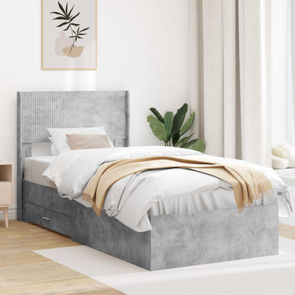 Struttura del letto con stoccaggio e testata Grigio Cemento | homemem39