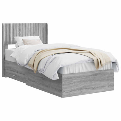 Struttura del letto con stoccaggio e testata Sonoma grigio | homemem39