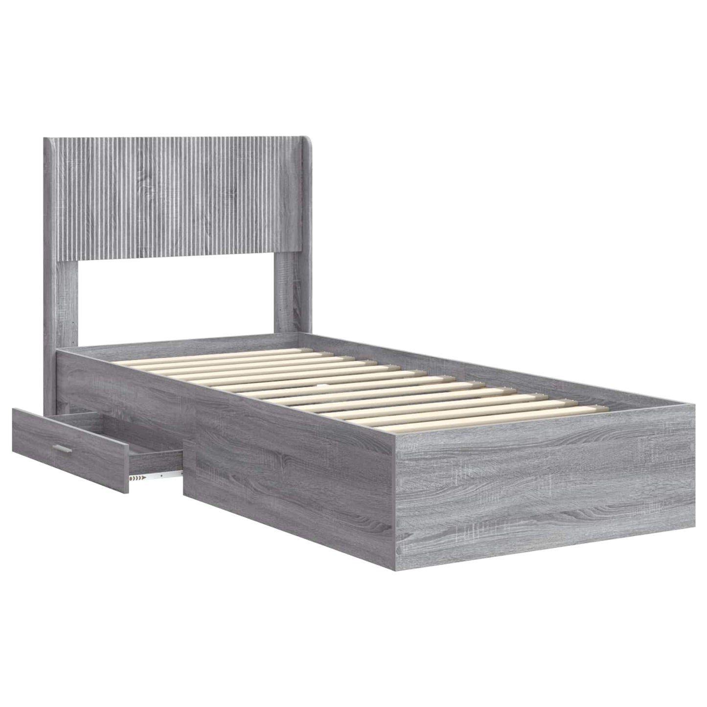 Struttura del letto con stoccaggio e testata Sonoma grigio | homemem39