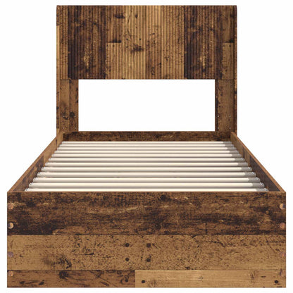 Struttura del letto con stoccaggio e testata Legno antico | homemem39