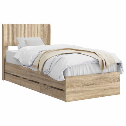Struttura del letto con stoccaggio e testata Rovere Sonoma | homemem39