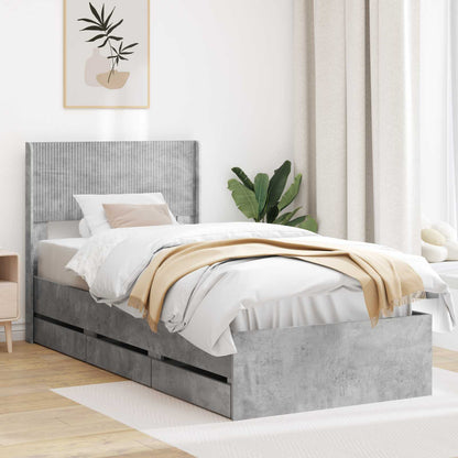 Struttura del letto con stoccaggio e testata Grigio Cemento | homemem39