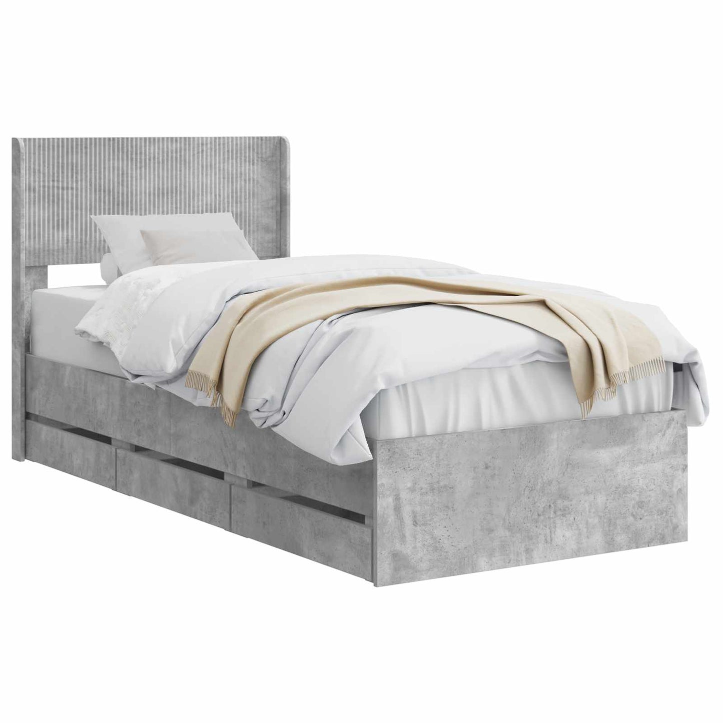 Struttura del letto con stoccaggio e testata Grigio Cemento | homemem39