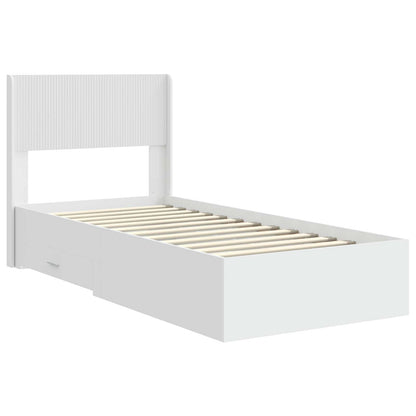 Struttura del letto con stoccaggio e testata Bianco 90 x 190 cm | homemem39