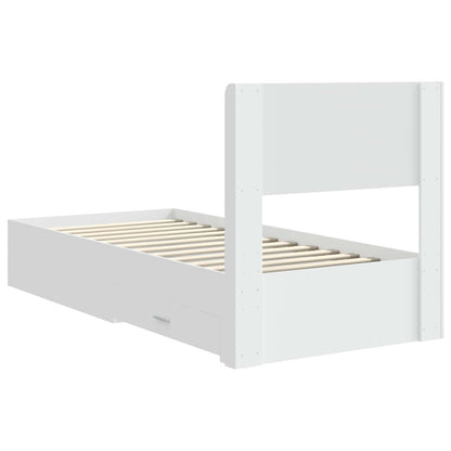 Struttura del letto con stoccaggio e testata Bianco 90 x 190 cm | homemem39