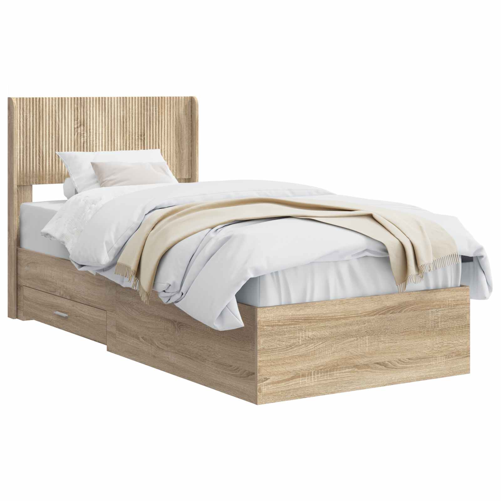 Struttura del letto con stoccaggio e testata Rovere Sonoma | homemem39