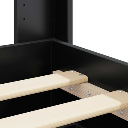 Struttura del letto con stoccaggio e testata Nero 75 x 190 cm | homemem39