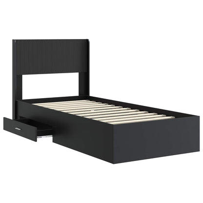 Struttura del letto con stoccaggio e testata Nero 75 x 190 cm | homemem39