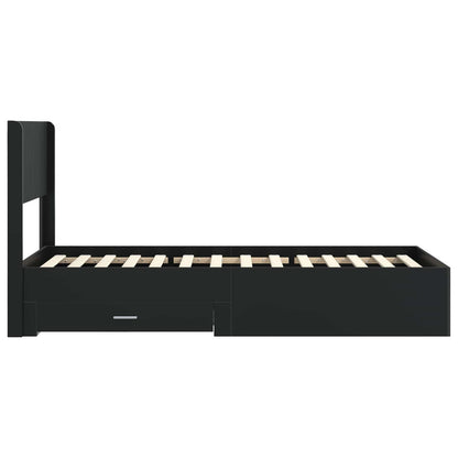 Struttura del letto con stoccaggio e testata Nero 75 x 190 cm | homemem39