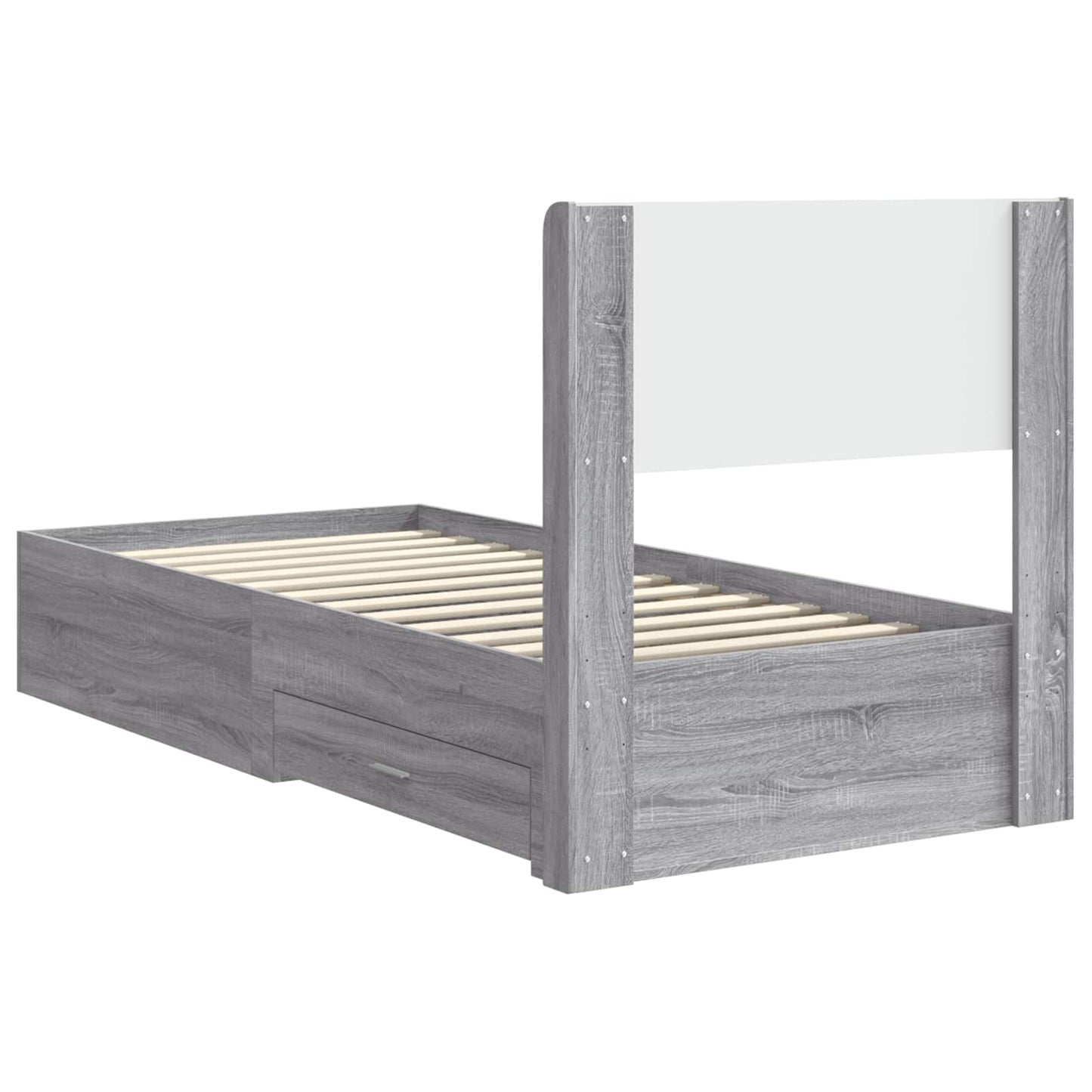 Struttura del letto con stoccaggio e testata Sonoma grigio | homemem39