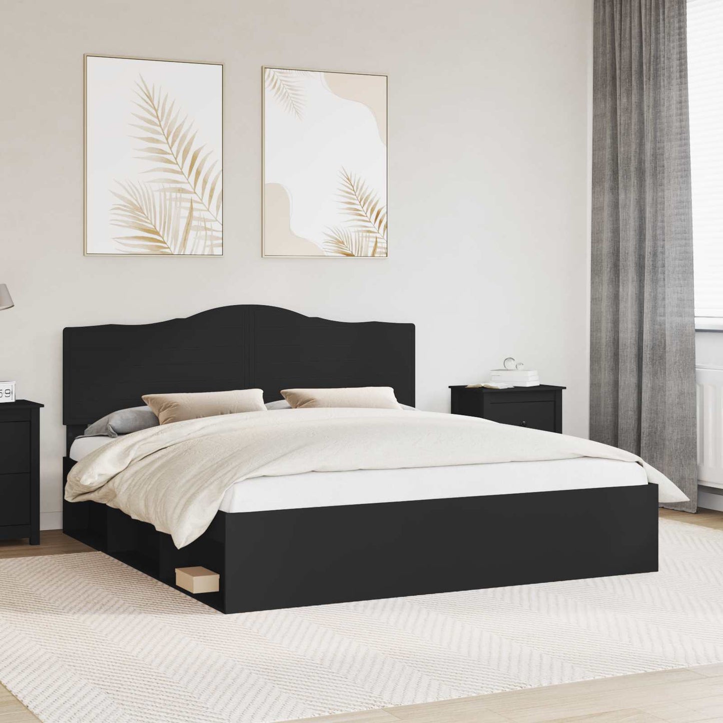 Struttura del letto Nero 180 x 200 cm Pino massello | homemem39