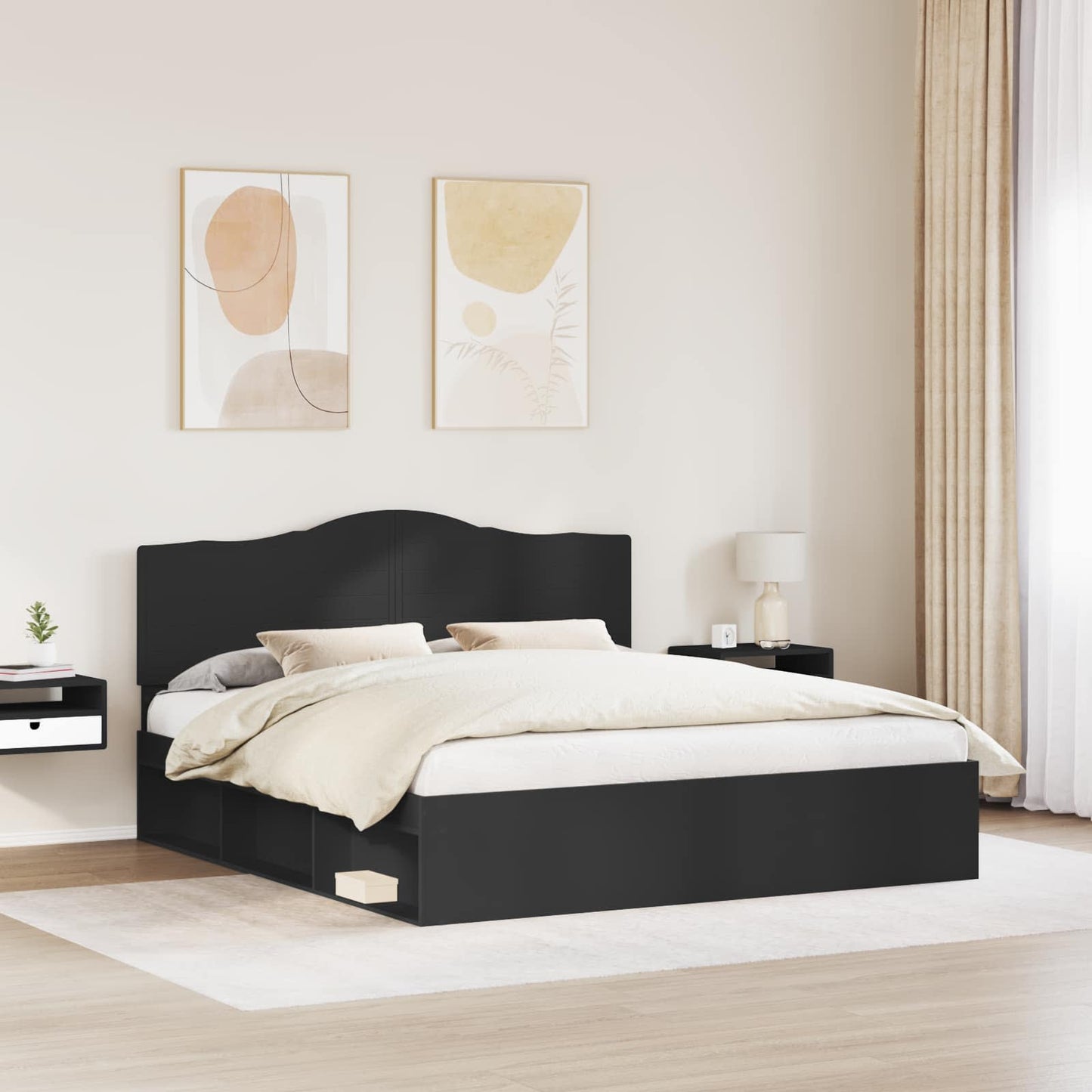 Struttura del letto Nero 180 x 200 cm Pino massello | homemem39
