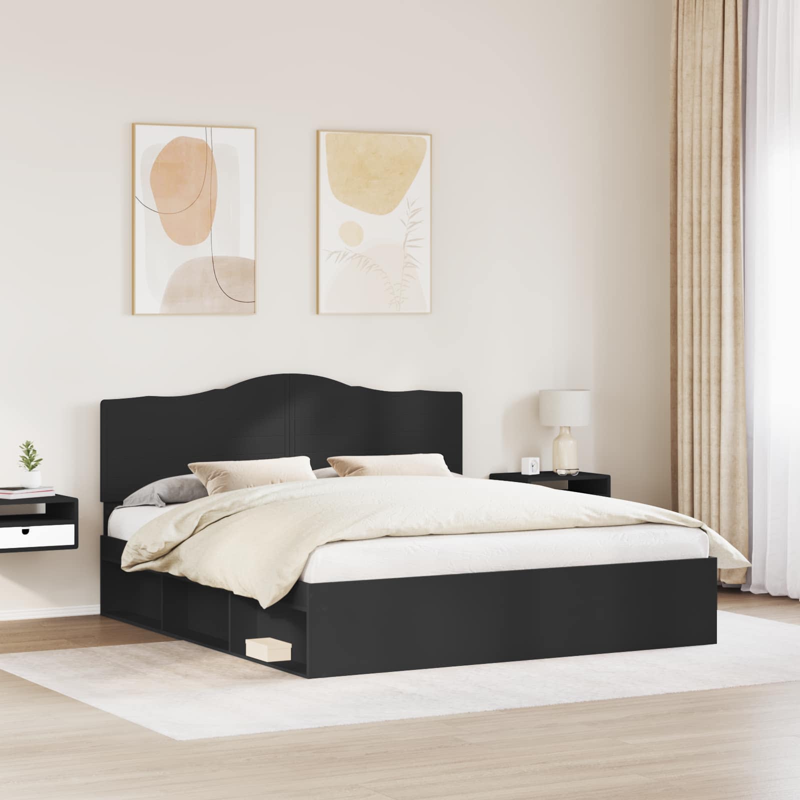 Struttura del letto Nero 180 x 200 cm Pino massello | homemem39