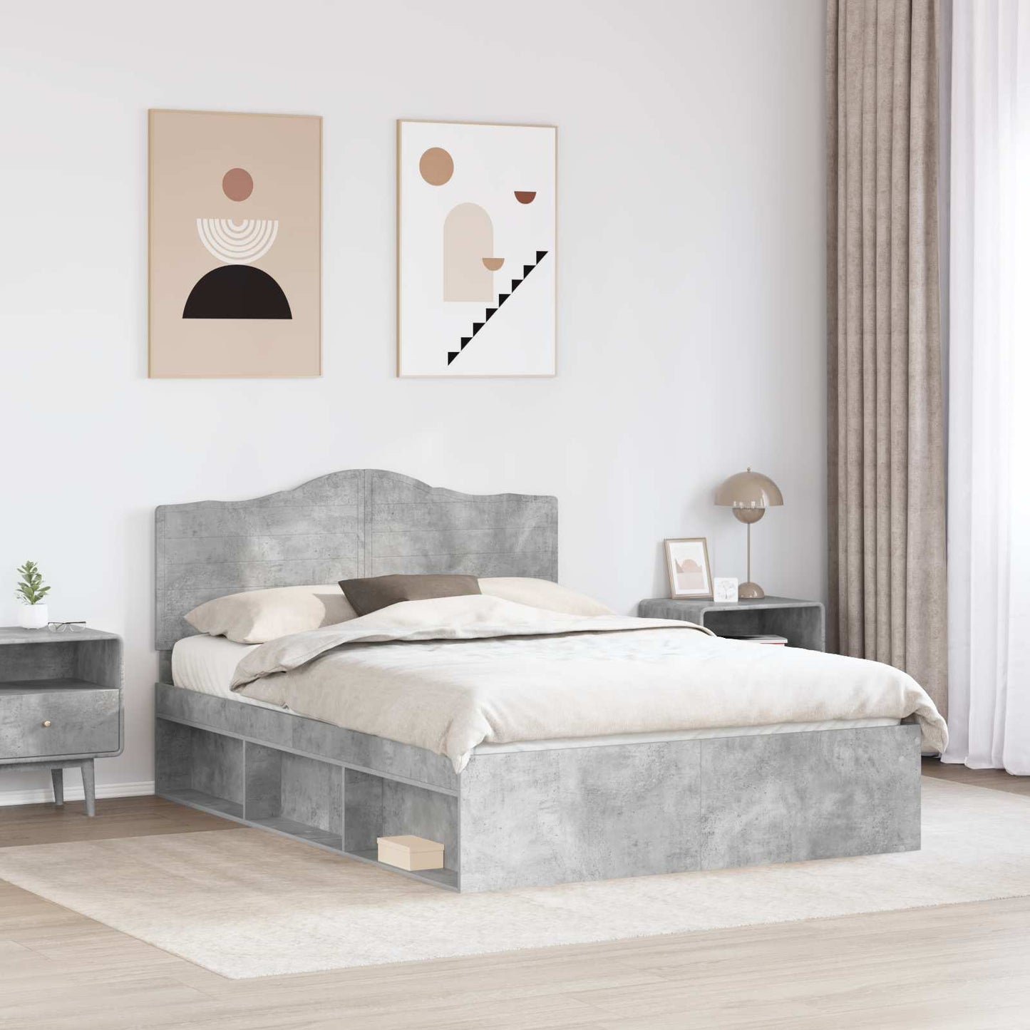 Struttura del letto Calcestruzzo 160 x 200 cm Pino massello | homemem39