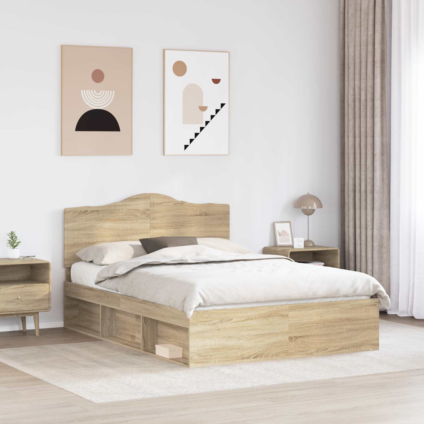 Struttura del letto Rovere Sonoma 150 x 200 cm Pino massello | homemem39