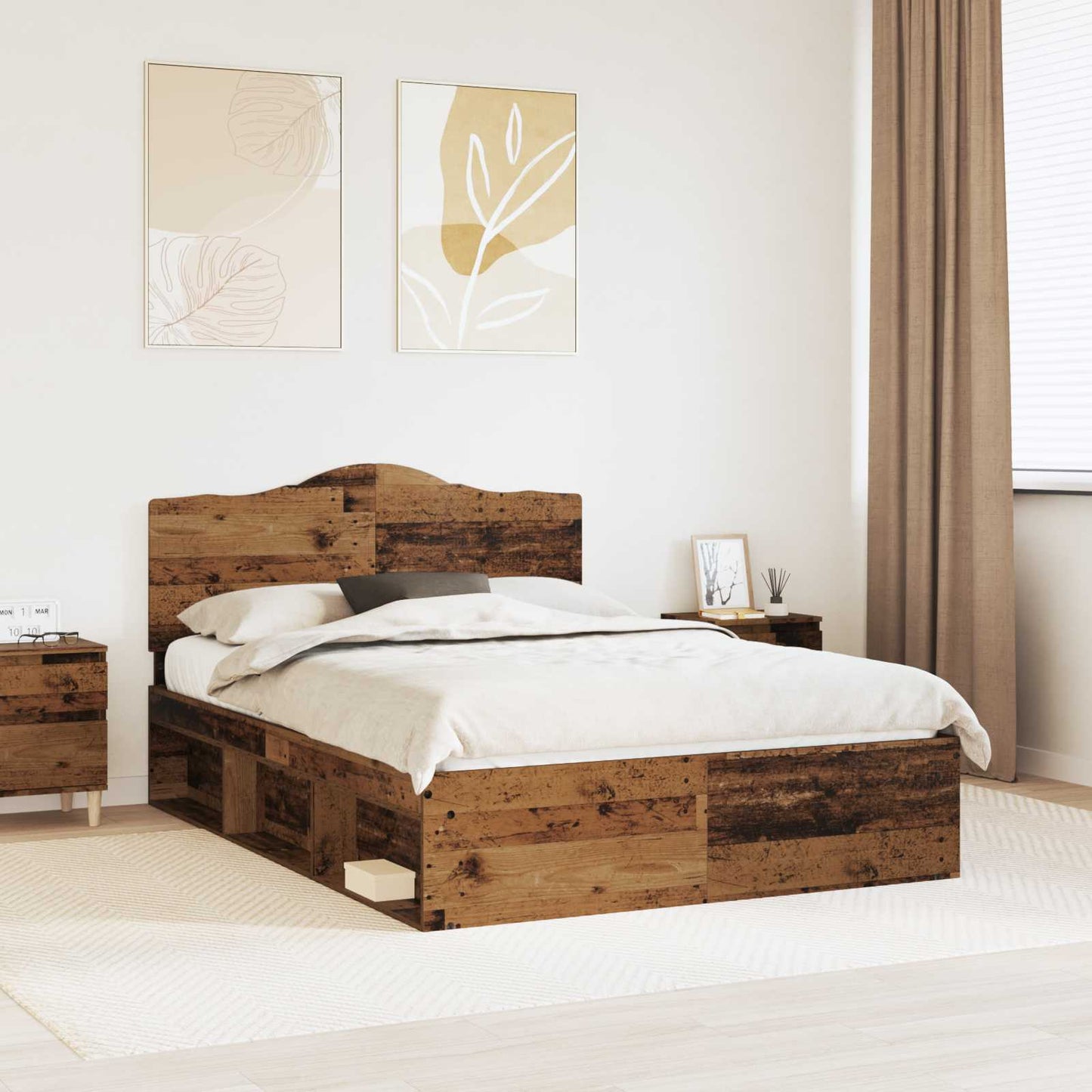 Struttura del letto Legno vecchio 150 x 200 cm Pino massello | homemem39