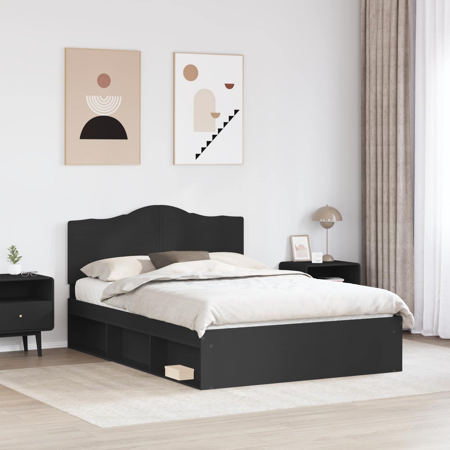 Struttura del letto Nero 140 x 200 cm Pino massello | homemem39