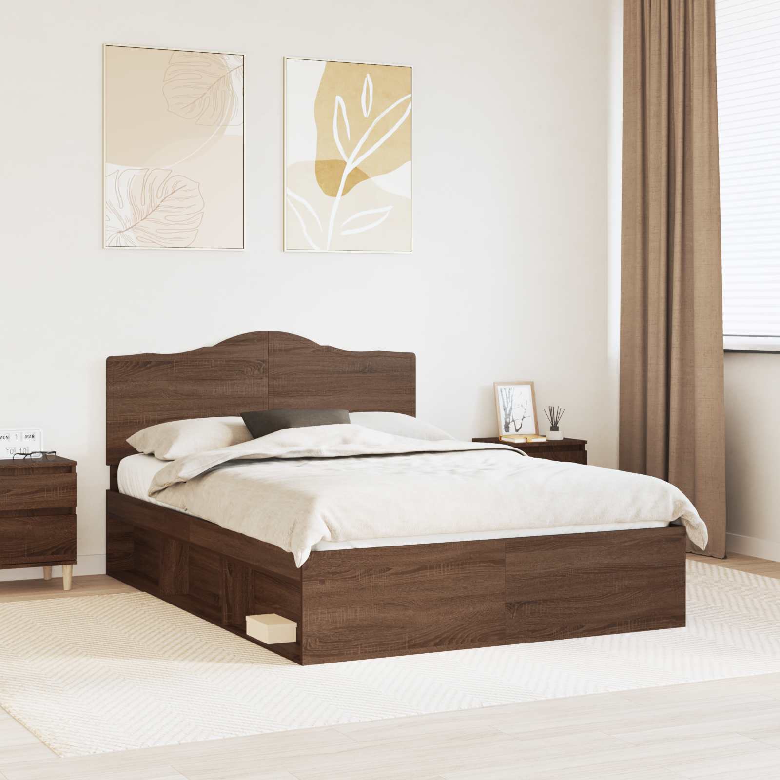 Struttura del letto Rovere Marrone 140 x 200 cm Pino massello | homemem39