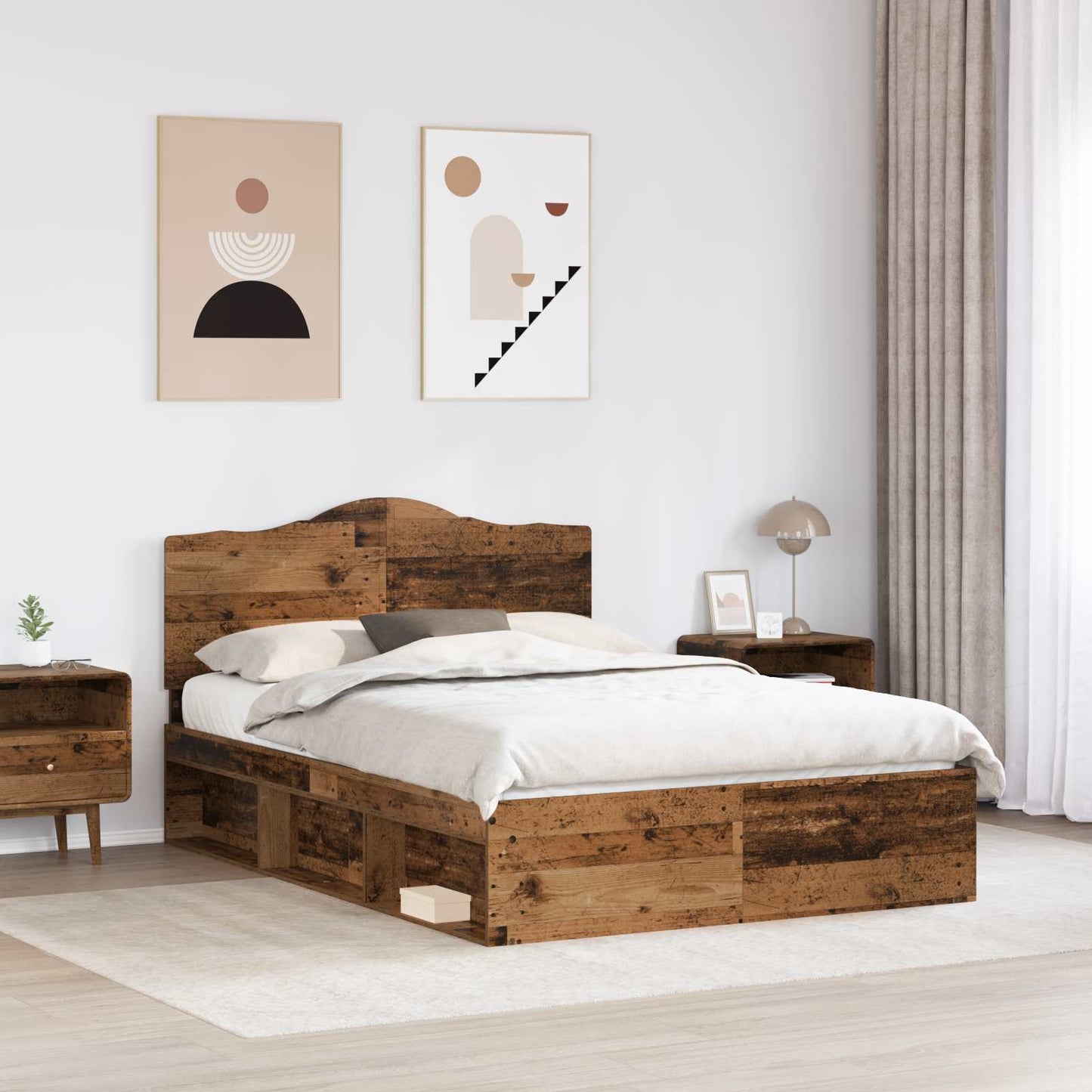 Struttura del letto Legno vecchio 140 x 190 cm Pino massello | homemem39