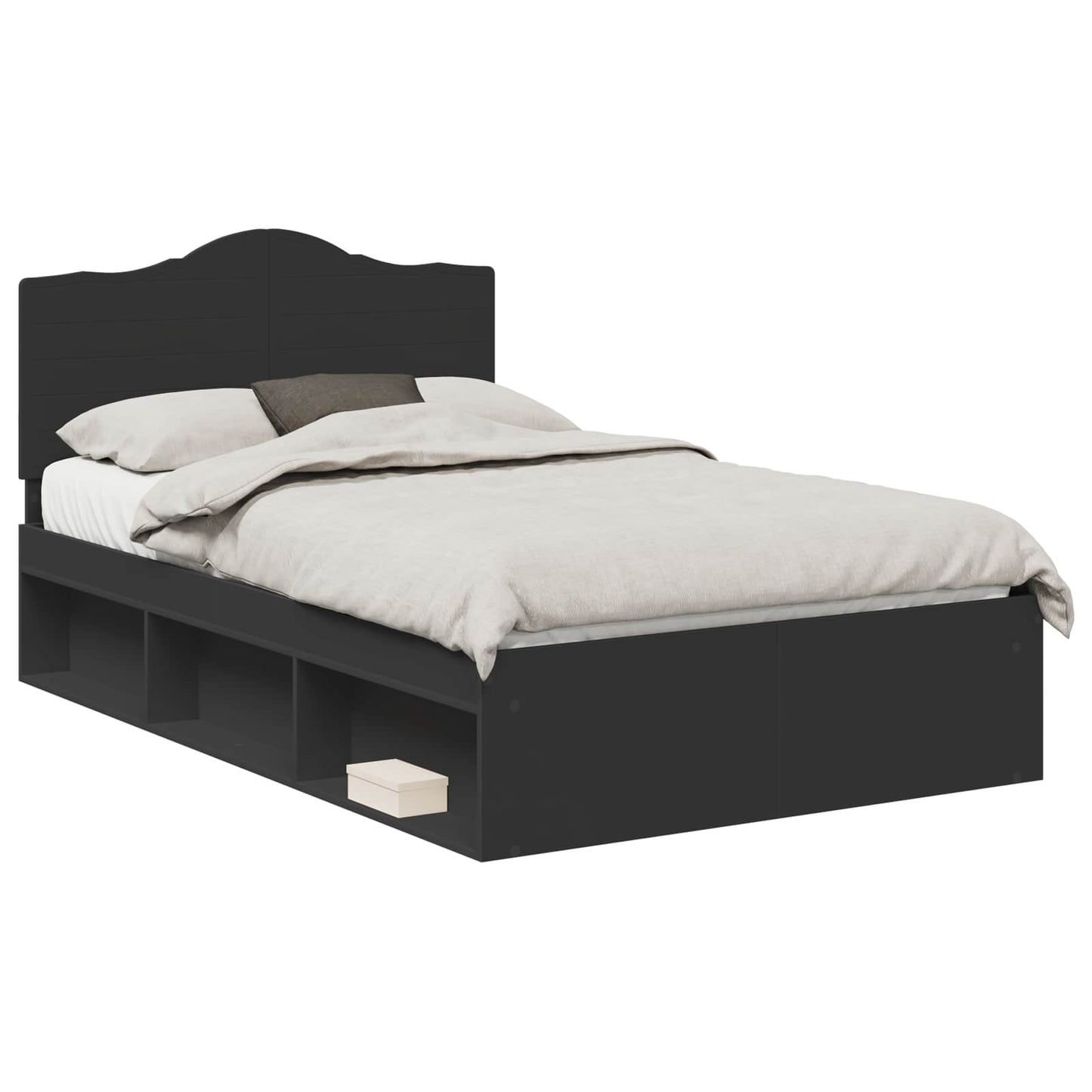 Struttura del letto Nero 135 x 190 cm Pino massello | homemem39