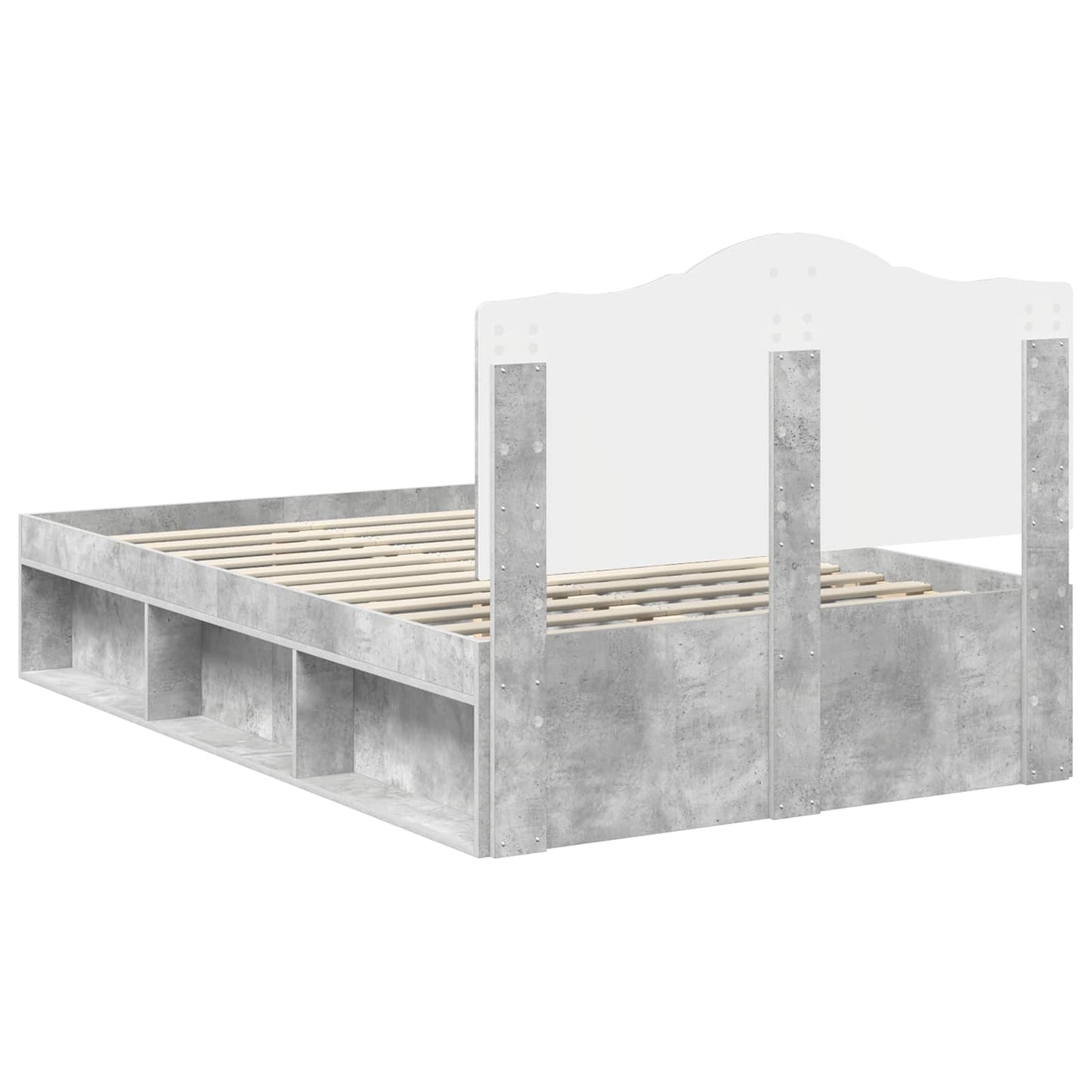 Struttura del letto Grigio Concretè 135 x 190 cm Pino massello | homemem39