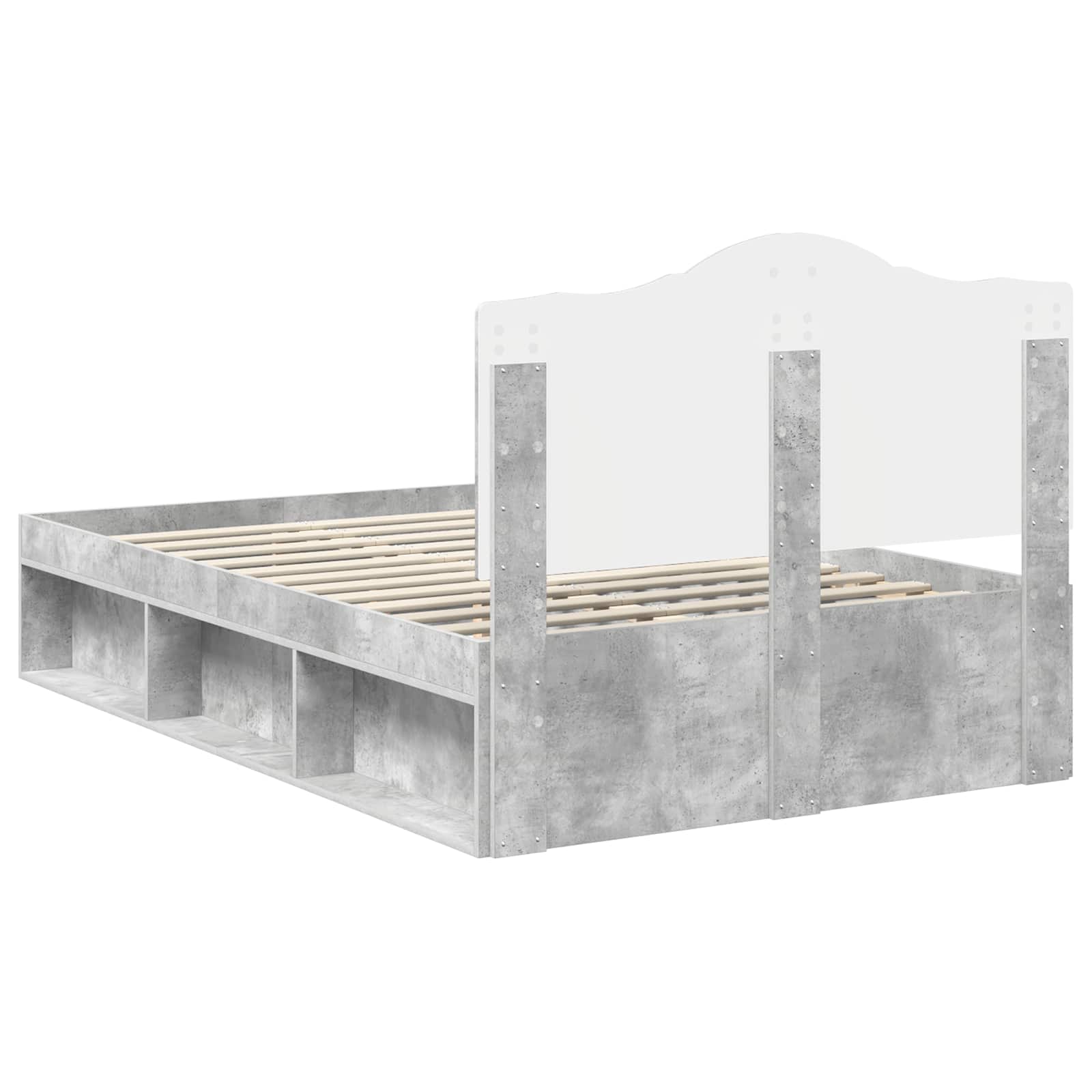 Struttura del letto Grigio Concretè 135 x 190 cm Pino massello | homemem39