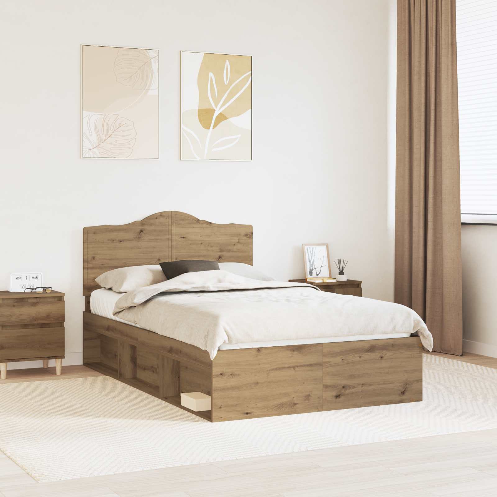 Struttura del letto Rovere Artigianale 135 x 190 cm | homemem39
